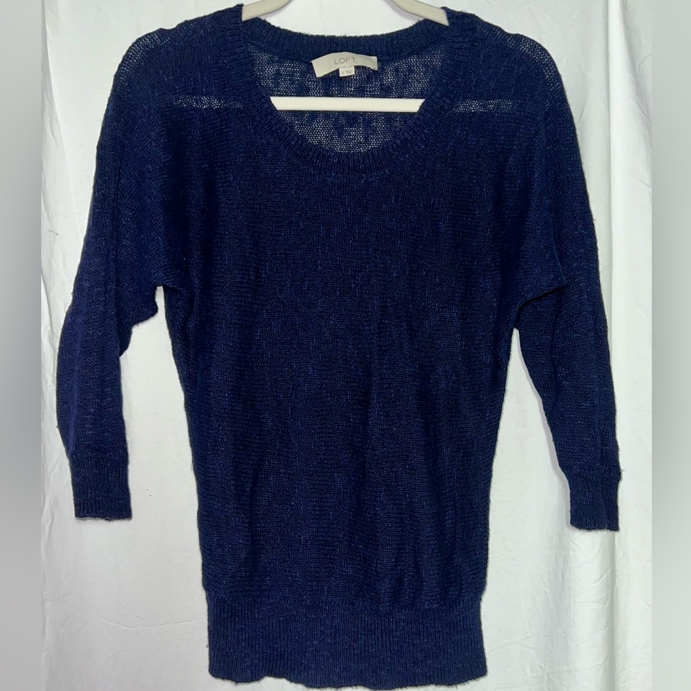 LOFT linen/cotton summer dolman sleeve pullover sweater